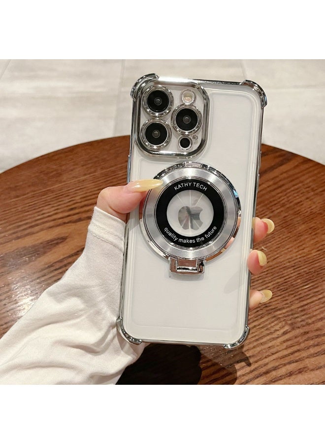 NIBEMINENT Electroplated Magnetic Suction Protection Case With Magsafe For IPhone 15 Pro, Silver - Image 2