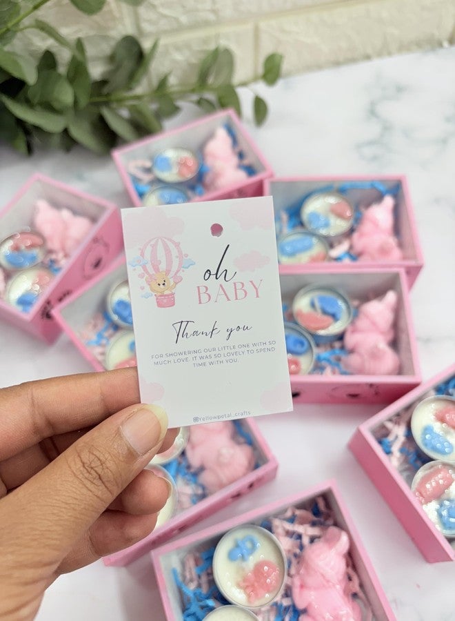 Yellow Petal مجموعة صابون وشموع صغيرة من خشب MDF، هدية مثالية لحفلات استقبال المولود الجديد وأعياد الميلاد، مغلفة بشبكة وبطاقة، لون وردي، شموع معطرة مصنوعة من فول الصويا بنسبة 100% وصابون مصنوع يدويًا (3 مجموعات) - Image 5