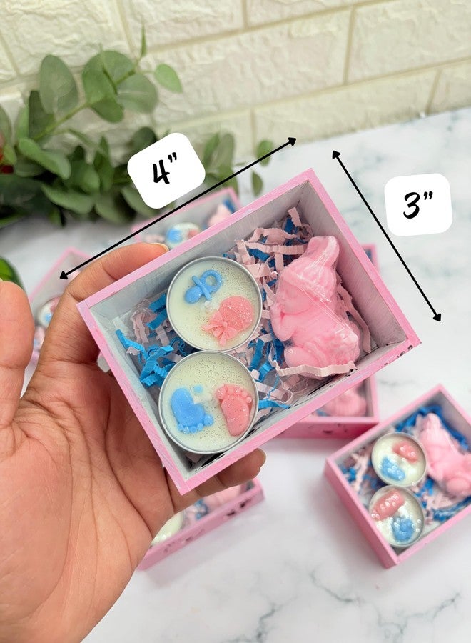 Yellow Petal مجموعة صابون وشموع صغيرة من خشب MDF، هدية مثالية لحفلات استقبال المولود الجديد وأعياد الميلاد، مغلفة بشبكة وبطاقة، لون وردي، شموع معطرة مصنوعة من فول الصويا بنسبة 100% وصابون مصنوع يدويًا (3 مجموعات) - Image 3