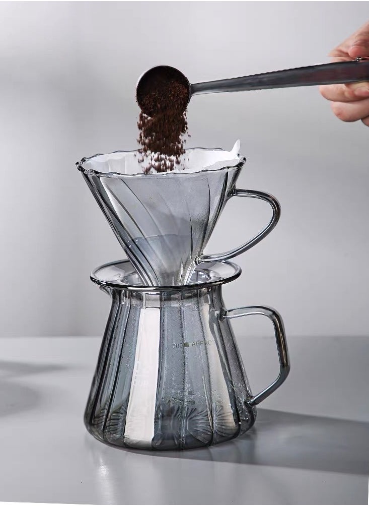 Bamboo V60 Drip Coffee Maker Set Manual Coffee Server Heat Resistant Glass Tea Pot With Espresso Pour Over Brewing Chemex Coffee Dripper Filter 600ml  - Image 4