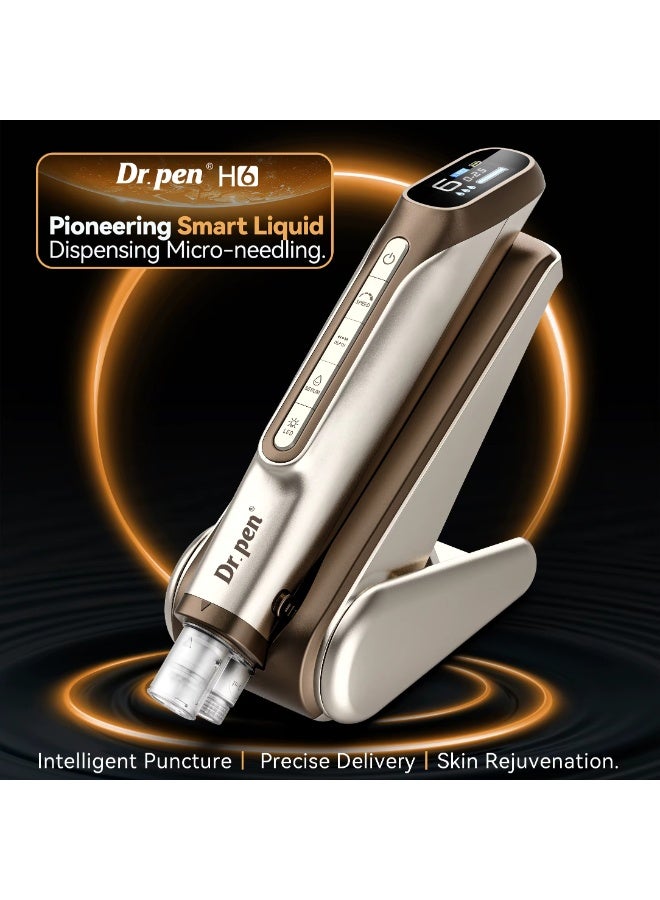 Dr.pen Dr. Pen H6 Professional Microneedling Pen with LED Light Therapy, Adjustable 0-2.0mm Needle Depth, 6 Speed Levels, Rechargeable Skin Care Device with Serum Infusion System, Gold - Image 3