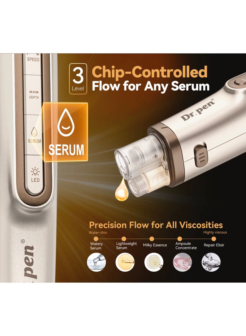 Dr.pen Dr. Pen H6 Professional Microneedling Pen with LED Light Therapy, Adjustable 0-2.0mm Needle Depth, 6 Speed Levels, Rechargeable Skin Care Device with Serum Infusion System, Gold - Image 4