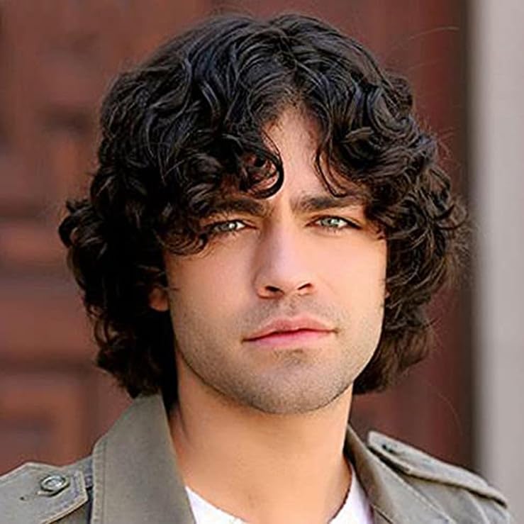 Swiking Mens Brown Curly Wig Short Fluffy Natural Synthetic Fiber Hair for Male Daily Party Cosplay Halloween Hair Replacement Wigs