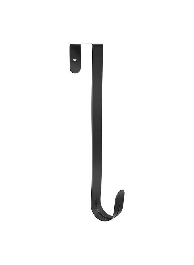 جايم إكسل حامل إكليل الزهور من GameXcel مقاس 12 بوصة للباب الأمامي - خطاف معدني كبير لإكليل الزهور لعيد الميلاد فوق الباب بخطاف واحد، أسود - Image 1