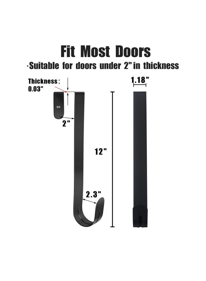 جايم إكسل حامل إكليل الزهور من GameXcel مقاس 12 بوصة للباب الأمامي - خطاف معدني كبير لإكليل الزهور لعيد الميلاد فوق الباب بخطاف واحد، أسود - Image 4