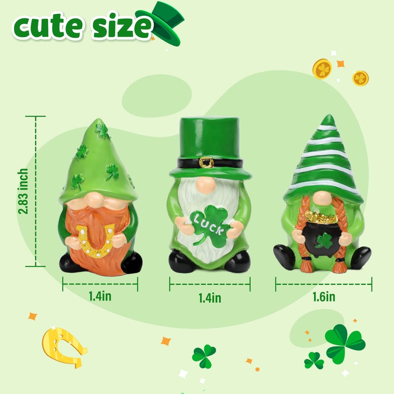 NEWLIGHTURE 3Pcs St. Patrick's Day Gnome Tiered Tray Decor, Lucky Gift Resin Gnome Decorations, Home Ornaments for Table, Shelf - Image 3