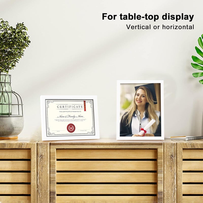 Kinlink 8.5x11 إطارات الصورة إطارات الدبلوم الأبيض مع Plexiglass الأكريليك لدرجة الشهادة الدقة - Image 5