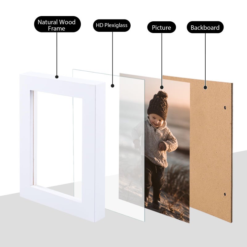 Kinlink 8.5x11 إطارات الصورة إطارات الدبلوم الأبيض مع Plexiglass الأكريليك لدرجة الشهادة الدقة - Image 3