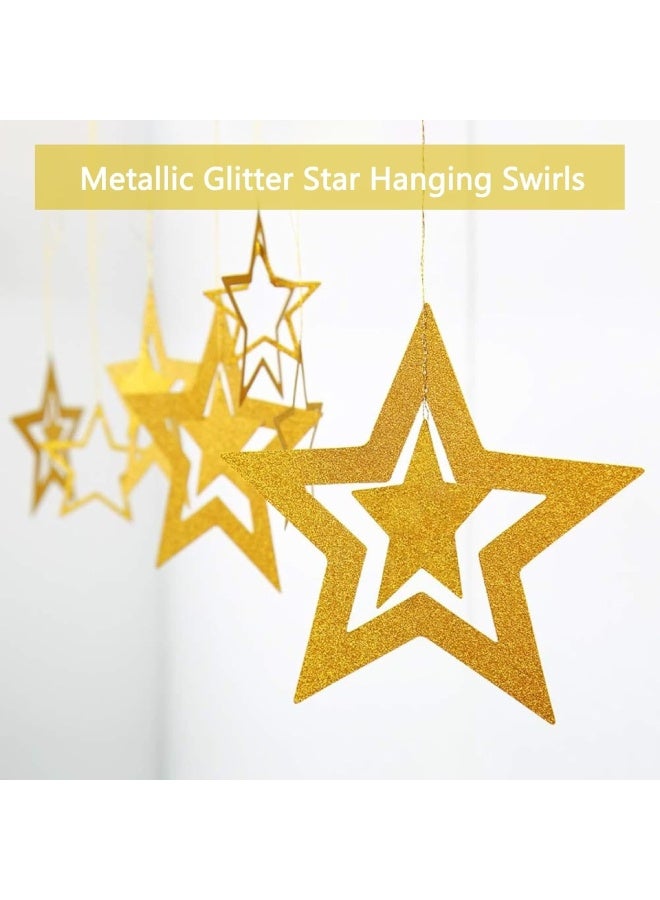 Farahom Black Gold Birthday Party Decorations, 64Pcs Party Decorations Set with Happy Birthday Banner, 12-inch Confetti Balloons, 12-inch Metallic Black Gold Balloons, Heart Star Shape Balloons, Gold Fringe Curtain and Hanging Swirls, Ribbon, Glue Points and Cake Toppers for Girls, Women, Men, Kids - Image 5