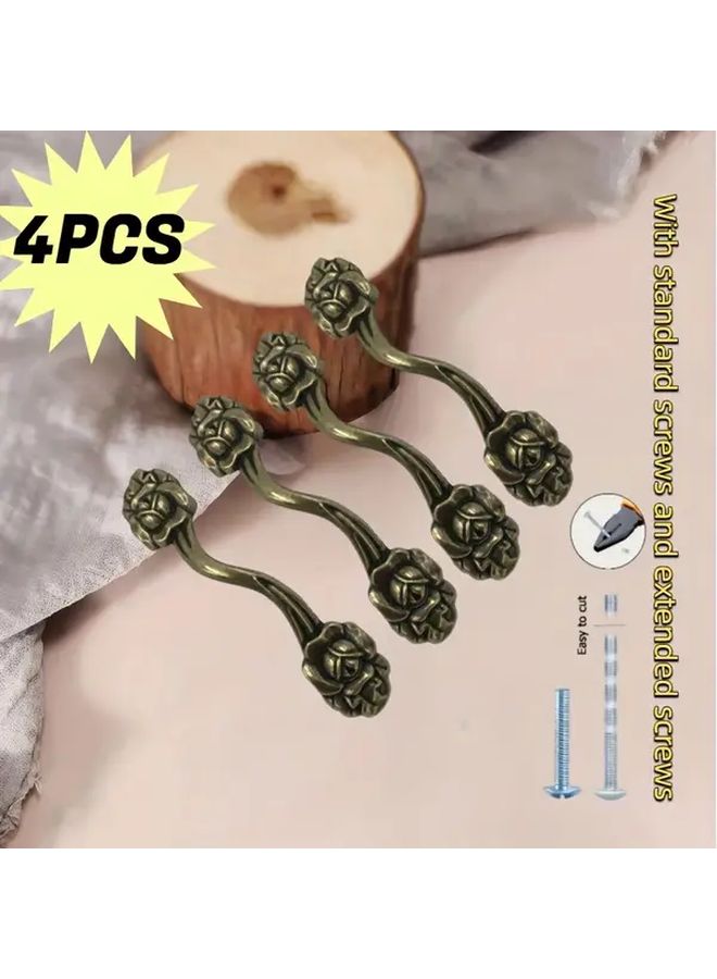 4pcs Silver Cabinet Drawer Handles Rose Gold Single Hole Pulls For Wardrobe - Image 1