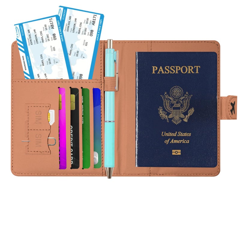 LumeTrav Passport Holder, Travel Wallet Cover with Pen Loop | Cute RFID Blocking Leather Case with Magnetic Closure for Travel Essentials-Leopard - Image 2