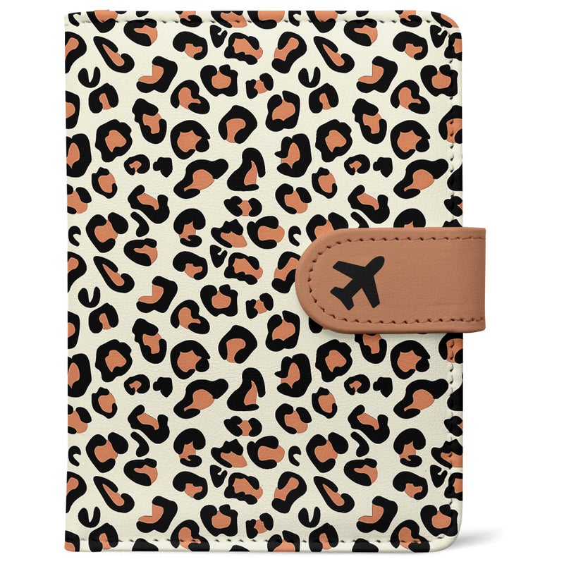 LumeTrav Passport Holder, Travel Wallet Cover with Pen Loop | Cute RFID Blocking Leather Case with Magnetic Closure for Travel Essentials-Leopard - Image 1