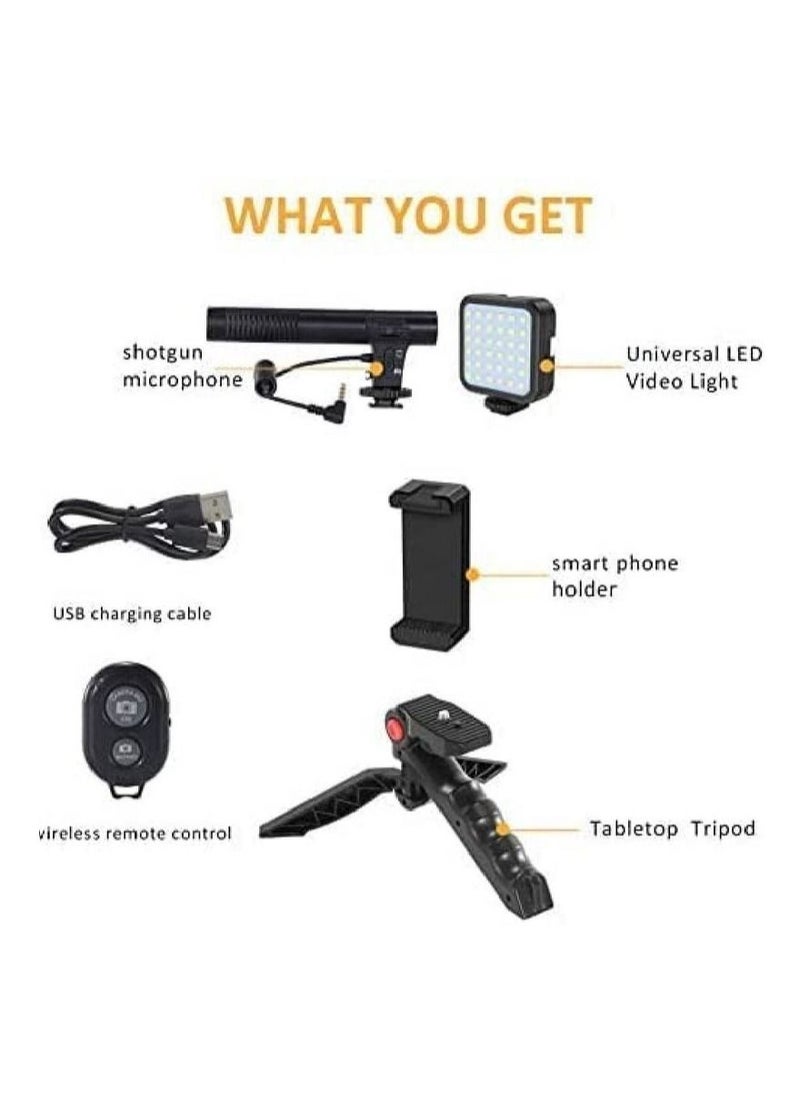 HEXABEX - Video Making Vlog Tripod Kit AY-49 Video Making Vlog Tripod Kit With Microphone and Light - Image 1