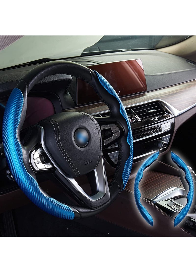 New Carbon Fiber Anti-Skid Pattern Steering Wheel Cover for Women Man, Segmented Steering Wheel Protector, Safe and Non-Slip Car Accessory, Universal Fit 99% Car Wheel Protector (Sapphire Bule) - Image 1