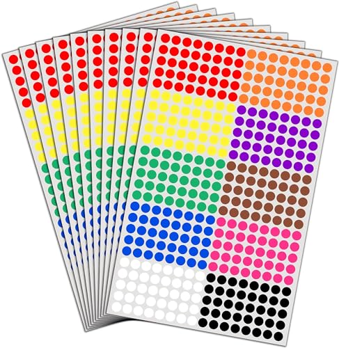 TownStix 16000 Pack Small Colored Dot Stickers 10 Colors 14 Round Labels for Color Coding Organization Classroom Office Inventory - Image 1