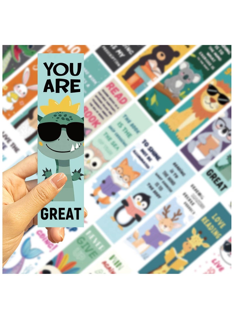 30 قطعة من العلامات المرجعية للحيوانات للأطفال في الفصول الدراسية، علامات مرجعية رائعة للحياة البرية، علامة كتاب لطيفة ذات جانب واحد لمحبي الكتب والطلاب والأطفال ومكافآت الهدايا - Image 2