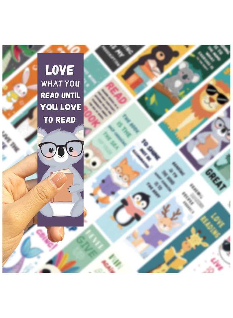 30 قطعة من العلامات المرجعية للحيوانات للأطفال في الفصول الدراسية، علامات مرجعية رائعة للحياة البرية، علامة كتاب لطيفة ذات جانب واحد لمحبي الكتب والطلاب والأطفال ومكافآت الهدايا - Image 3