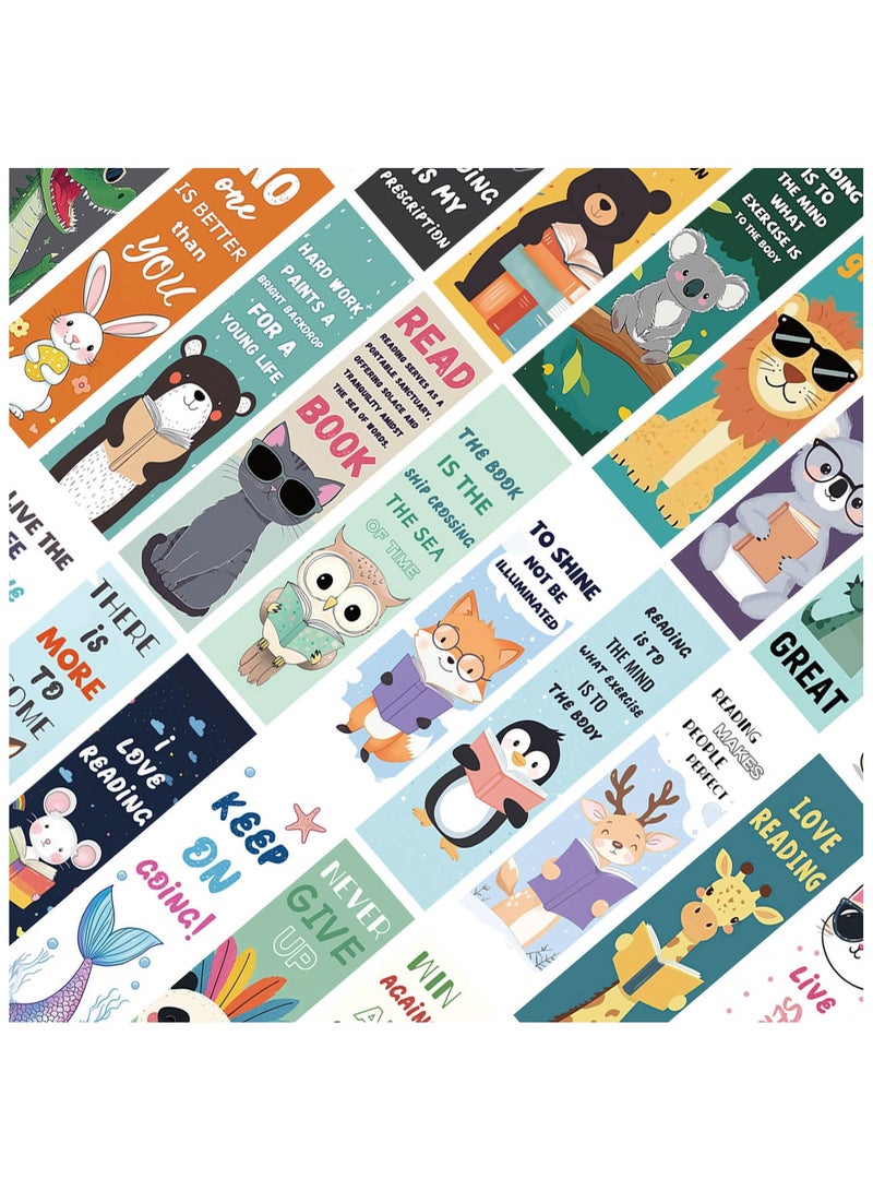 30 قطعة من العلامات المرجعية للحيوانات للأطفال في الفصول الدراسية، علامات مرجعية رائعة للحياة البرية، علامة كتاب لطيفة ذات جانب واحد لمحبي الكتب والطلاب والأطفال ومكافآت الهدايا - Image 4