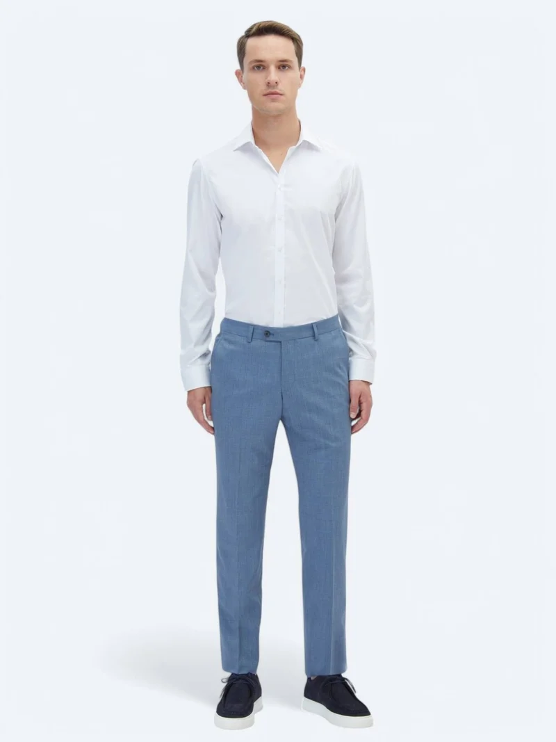 Kip White Plain Slim Fit Long Weaving Classical 100% Cotton Shirt