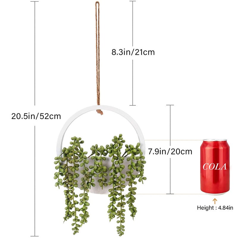 Floweroyal Artificial Succulents Hanging Plants 12.2'' Fake String of Pearls in Pot with 8.3'' Lanyard for Indoor Outdoor Wall Decor. - Image 2