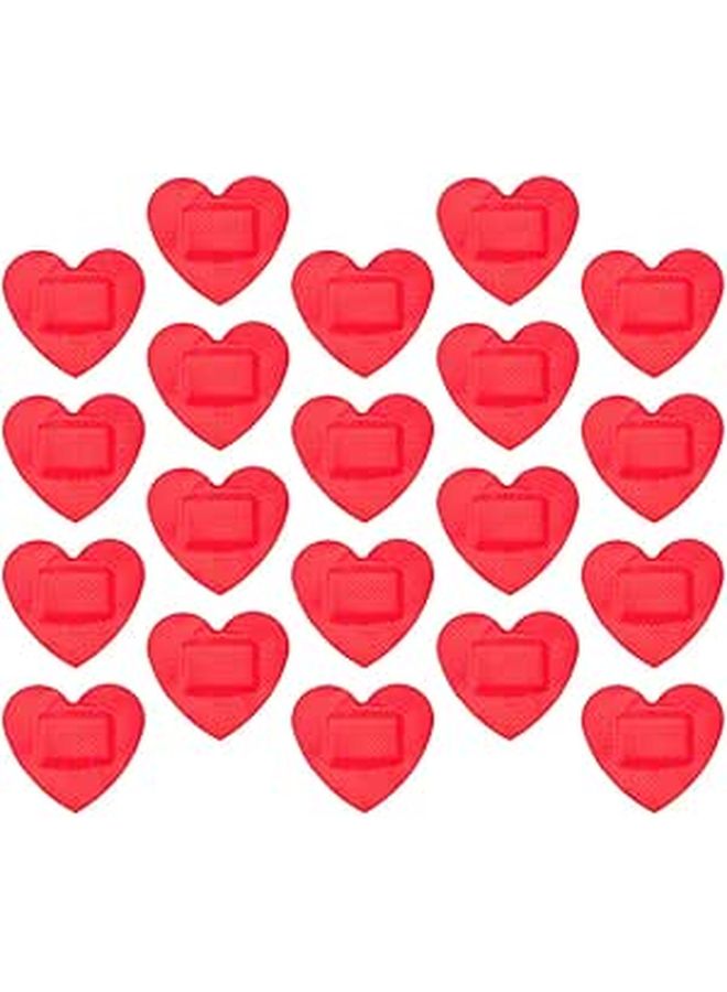 60 Red Heart Shaped Adhesive Bandages for Wound Care First Aid - Image 1