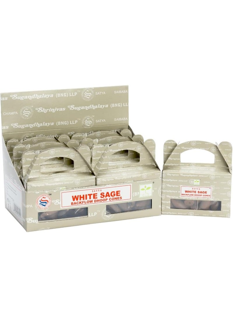 Satya White Sage Backflow Incense Cones – Premium Aromatic Dhoop Cones for Backflow Burners – Long Lasting White Sage Fragrance for Meditation, Yoga, Relaxation & Home Fragrance - Image 1