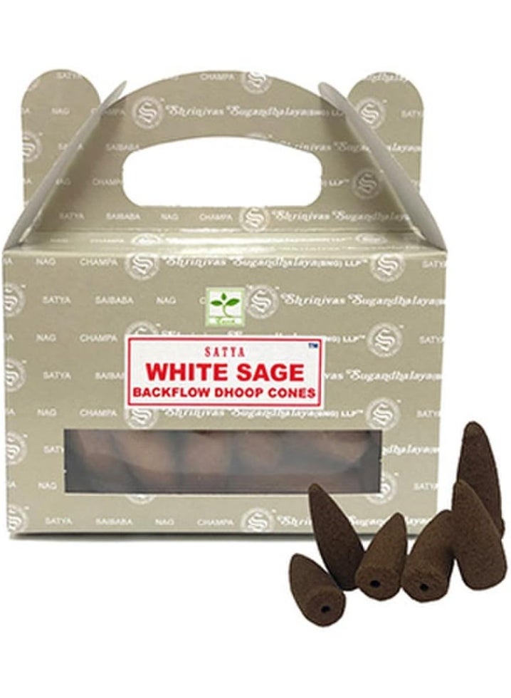 Satya White Sage Backflow Incense Cones – Premium Aromatic Dhoop Cones for Backflow Burners – Long Lasting White Sage Fragrance for Meditation, Yoga, Relaxation & Home Fragrance - Image 2