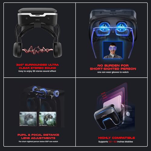 Irusu Play VR Plus VR Headset for mobiles with Headphones,40MM HD Lens, Built in Touch Button and Lens Adjuster (Without Remote) - Image 3