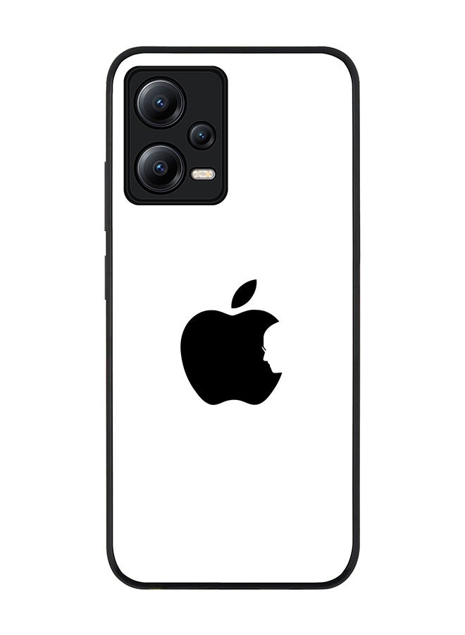 Stylizedd Rugged Black edge case for Poco X5 / Redmi Note 12 5G, Slim fit Soft Case Flexible Rubber Edges Anti Drop TPU Gel Thin Cover -  Steve's Apple - White - Image 1