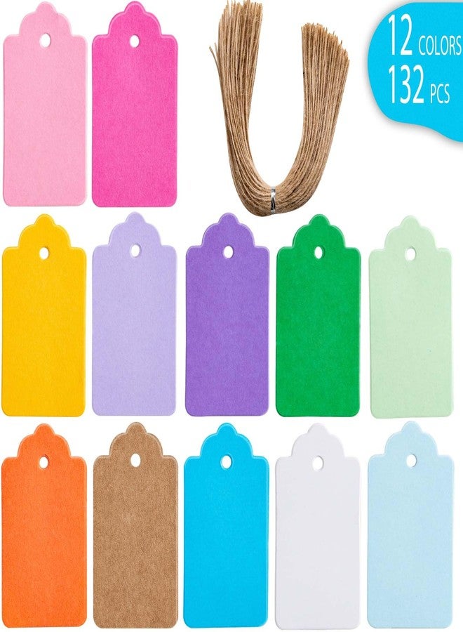 Primbeeks 132 Pcs Premium Gift Tags, 12 Colors Kraft Paper with String, Double-Sided Available Price Greeting Hanging Tags for Christmas Gift DIY Crafts Party Favors - Image 1
