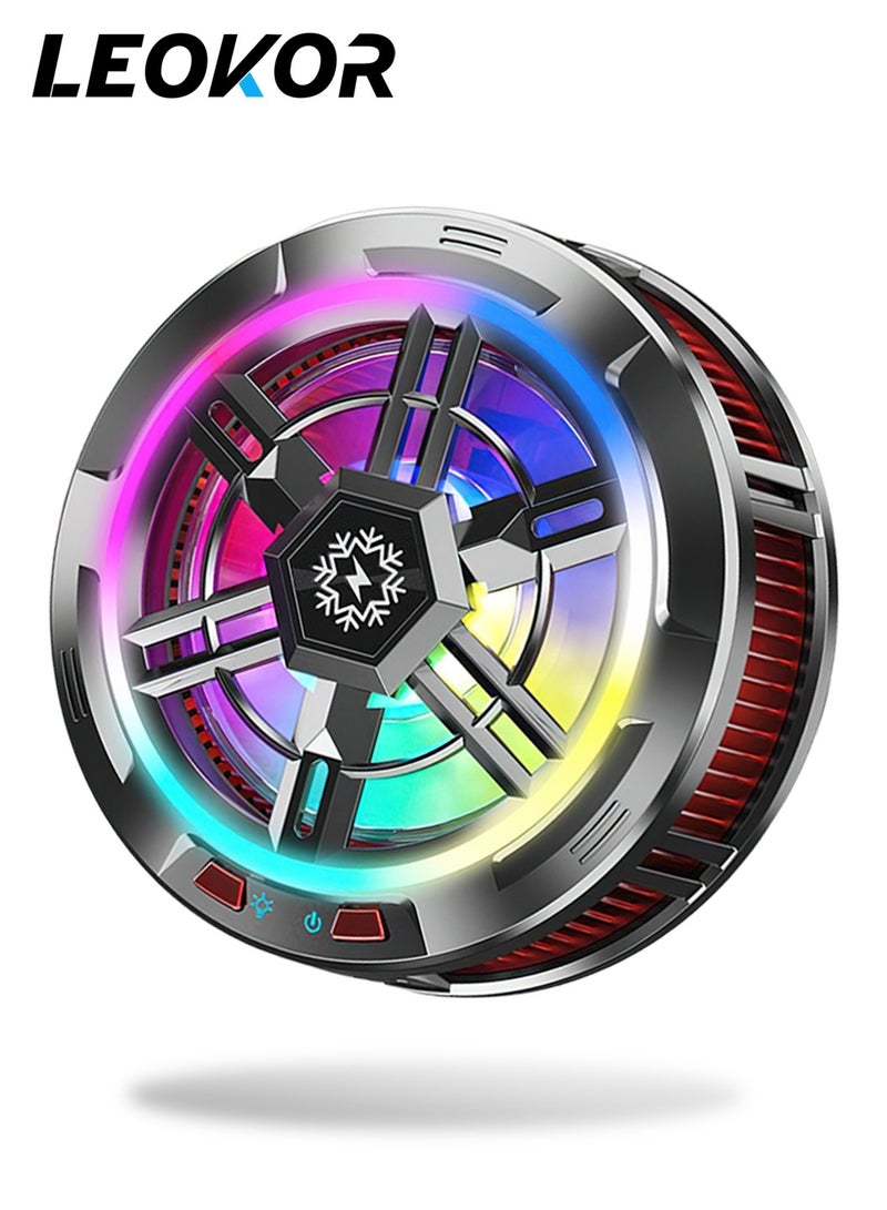 ليوكور مبرد مغناطيسي للهاتف المحمول، مروحة تبريد الهاتف RGB، مروحة تبريد محمولة خفيفة الوزن، مبرد الهاتف مع شاشة عرض درجة الحرارة، للألعاب المحمولة، البث المباشر على TikTok - Image 1
