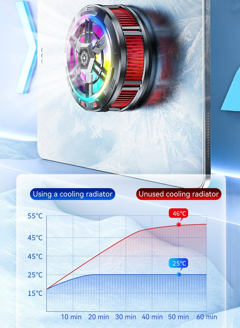 ليوكور مبرد مغناطيسي للهاتف المحمول، مروحة تبريد الهاتف RGB، مروحة تبريد محمولة خفيفة الوزن، مبرد الهاتف مع شاشة عرض درجة الحرارة، للألعاب المحمولة، البث المباشر على TikTok - Image 5