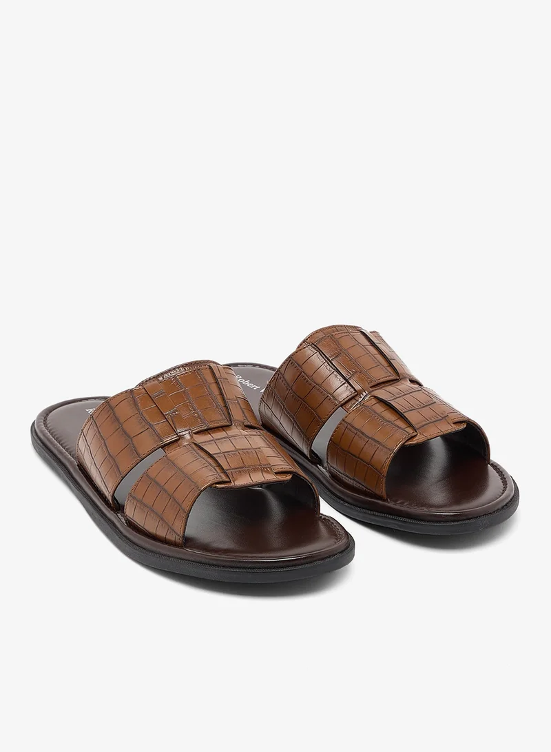 Robert Wood Croc Emboss Casual Slider Sandals