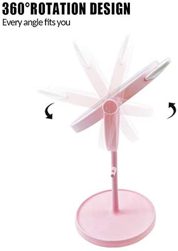 Agabani Glass Round Makeup Cosmetic Mirror Cute Cat Ears Shape Makeup Mirror For Bathroom Or Bedroom With 180 Degree Swivel (Pink 379, Framed, Tabletop Mount) - Image 4