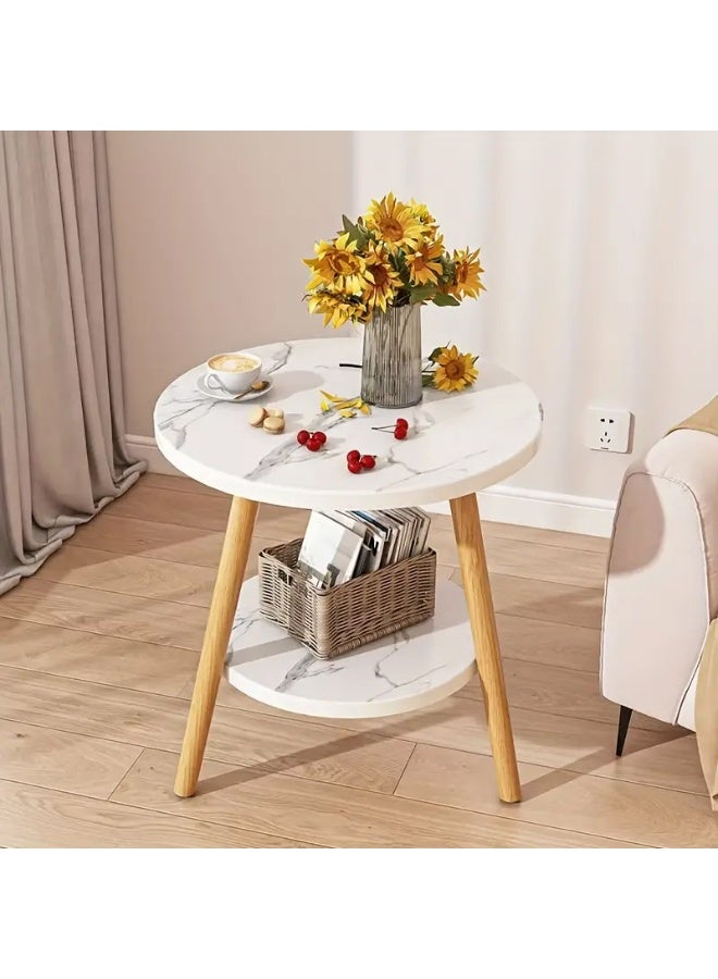 DubaiGallery Compact Round Accent Table with Storage Tier – 48×40×52cm - Image 2