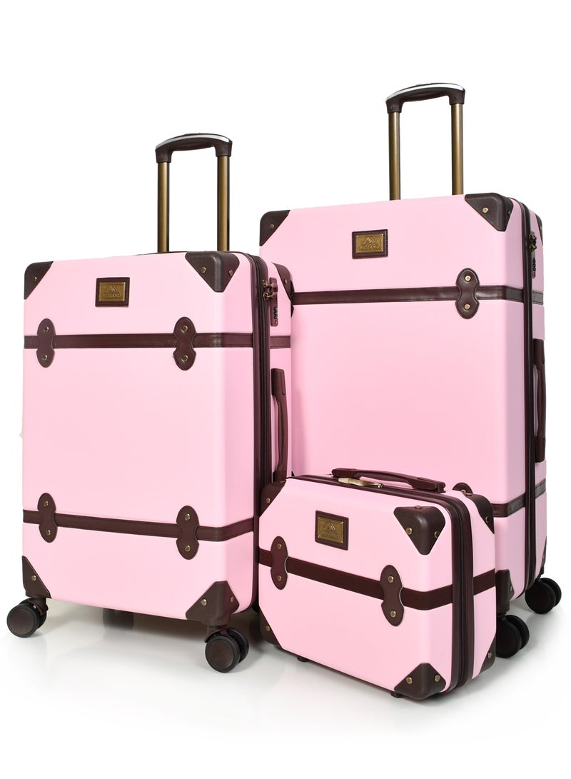 مورانو حقائب سفر كلاسيكية مورانو 4 قطع بعجلات دوارة وقفل أمان مقاسات : 28''-24''-20''-14 أنش لون(وردي) - Image 3