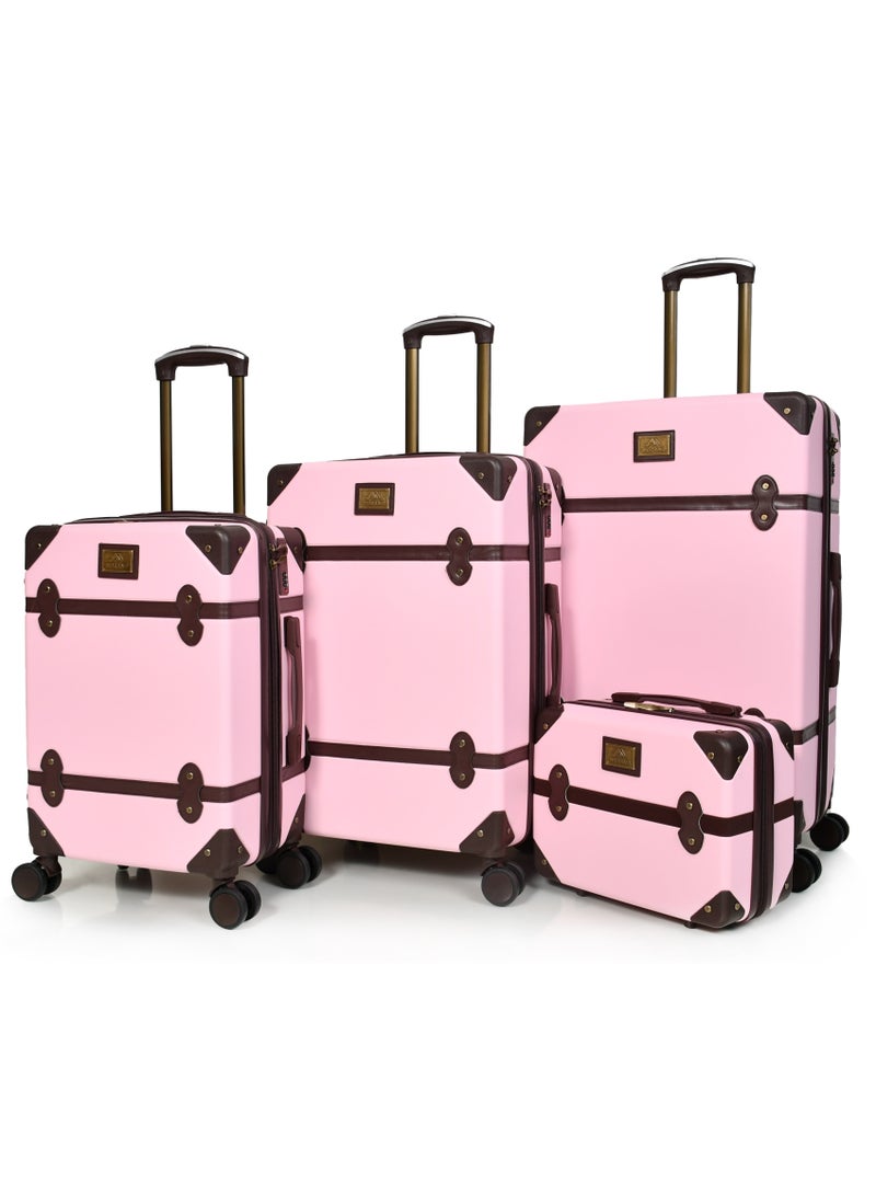 مورانو حقائب سفر كلاسيكية مورانو 4 قطع بعجلات دوارة وقفل أمان مقاسات : 28''-24''-20''-14 أنش لون(وردي) - Image 1