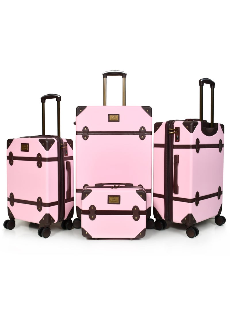 مورانو حقائب سفر كلاسيكية مورانو 4 قطع بعجلات دوارة وقفل أمان مقاسات : 28''-24''-20''-14 أنش لون(وردي) - Image 2