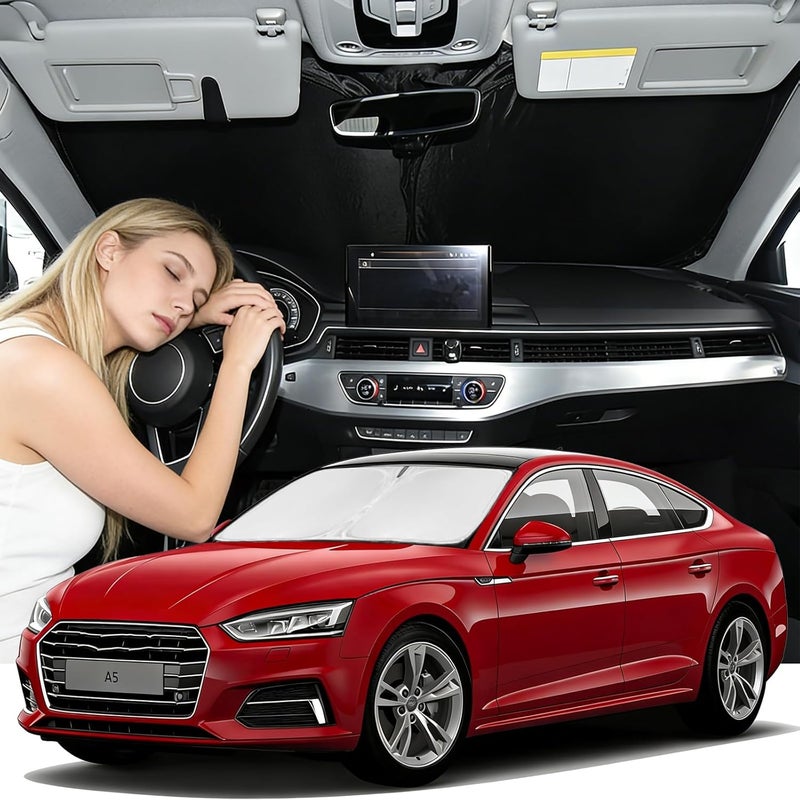 ZOIBV Windshield Sunshade for Audi A5 2008-2017 Sun Shade Car Windshield Accessories Upgrade 4 Layers Blocks UV Rays Custom Fit A5 240T Car Window Shades Front Windshield Keep Cool Foldable - Image 1