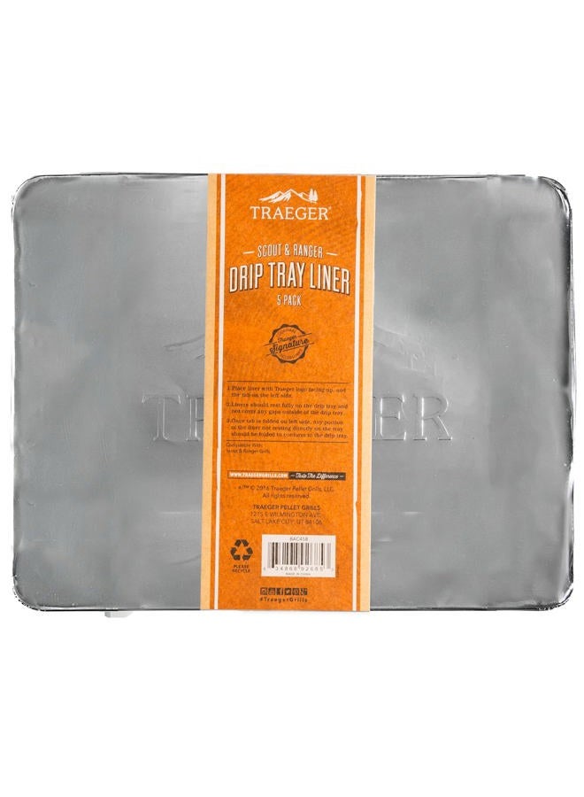 TRAEGER Grills BAC458 Tray Liner Grilling Drip Pan, Black, Pack of 5 - Image 1
