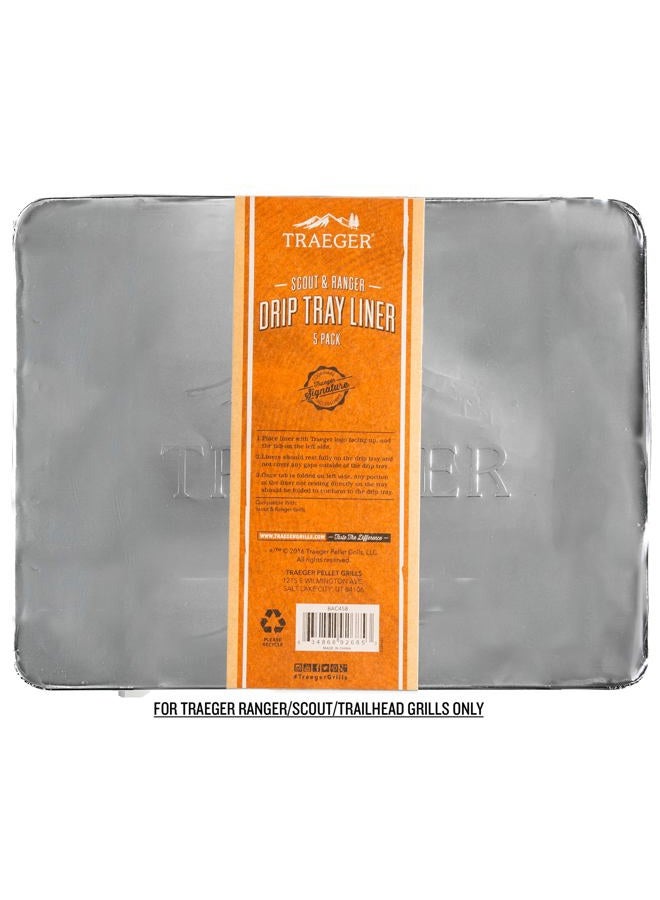 TRAEGER Grills BAC458 Tray Liner Grilling Drip Pan, Black, Pack of 5 - Image 4