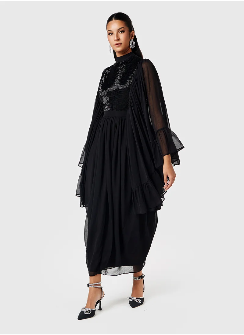 ثريدز باي اجوني Embellished Bodice Big Sleeve Dress