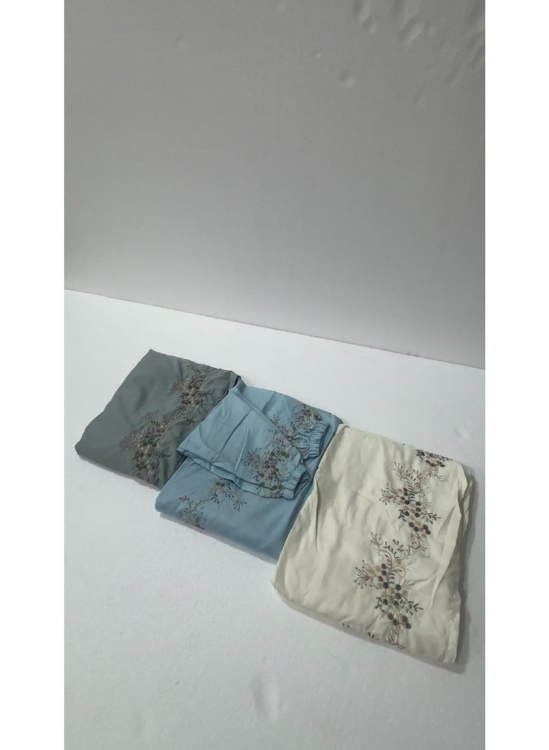 (Special Offer) 3 soft, extremely comfortable, and embroidered cotton prayer dresses. Includes a matching headscarf and provides full-body coverage; features a loose, one-size-fits-all design suitable for all body types.