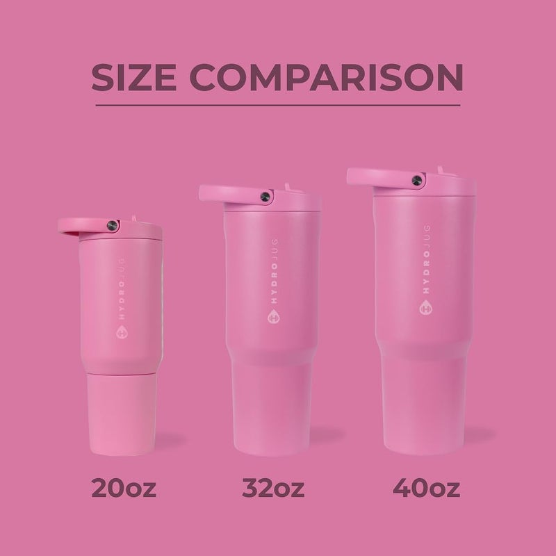 HydroJug Sport - Stainless Steel Tumbler with Straw, Vacuum Insulated, 40oz Leakproof Water Bottle, Ergonomic Design, Reusable, Dishwasher Safe, Rubber Base, Durable for Gym or Outdoors, Taffy - Image 4