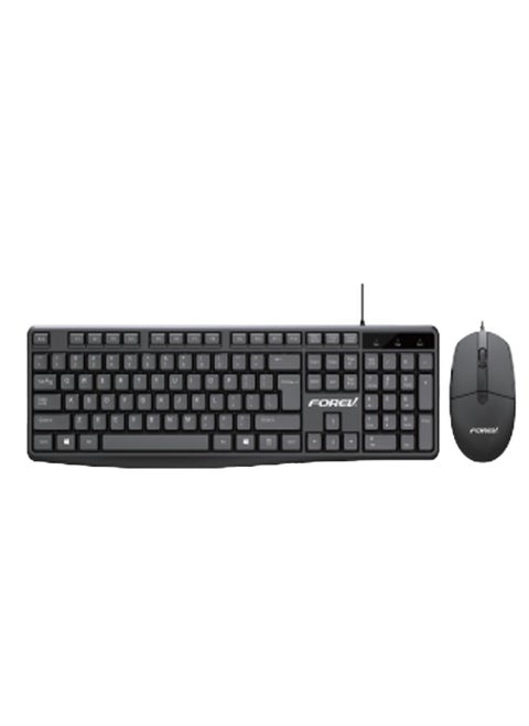 Wired USB keyboard and mouse suit pro office FV-69 , 104 keys and 1000dpi mouse , waterproof , Black , Arabic + English