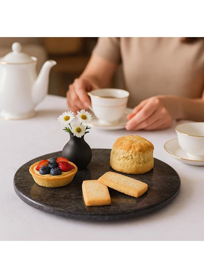 Creative Home Natural Charcoal Marble 12" Diam. Round Trivet Cheese Serving Board - Image 5