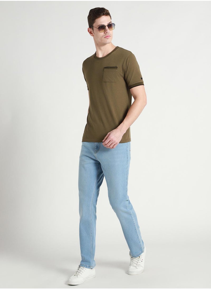 Dennis Lingo Straight Fit Light Blue Men's Jeans with Button & Zip Closure (Denim)  - Image 1