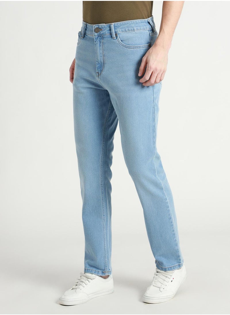 Dennis Lingo Straight Fit Light Blue Men's Jeans with Button & Zip Closure (Denim)  - Image 2