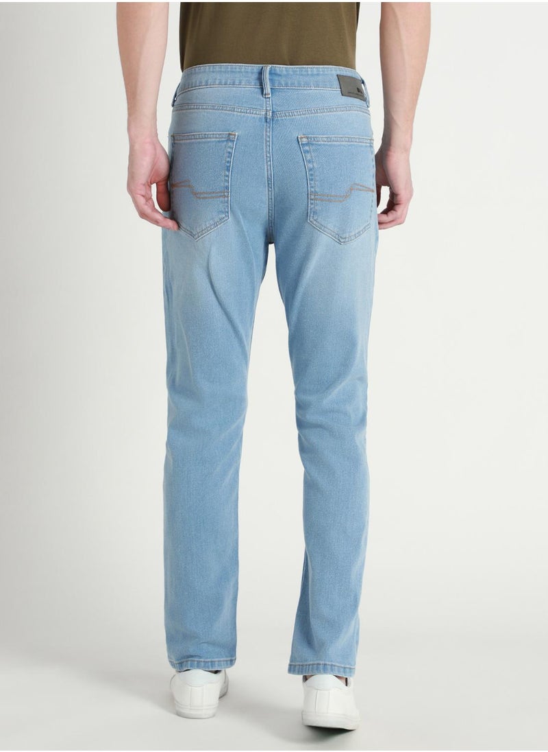 Dennis Lingo Straight Fit Light Blue Men's Jeans with Button & Zip Closure (Denim)  - Image 3