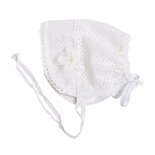 XYX Baby Girl Toddlers Breathable Lacy Bonnet Eyelet Cotton Adjustable Sun Protection Hat White - Image 4